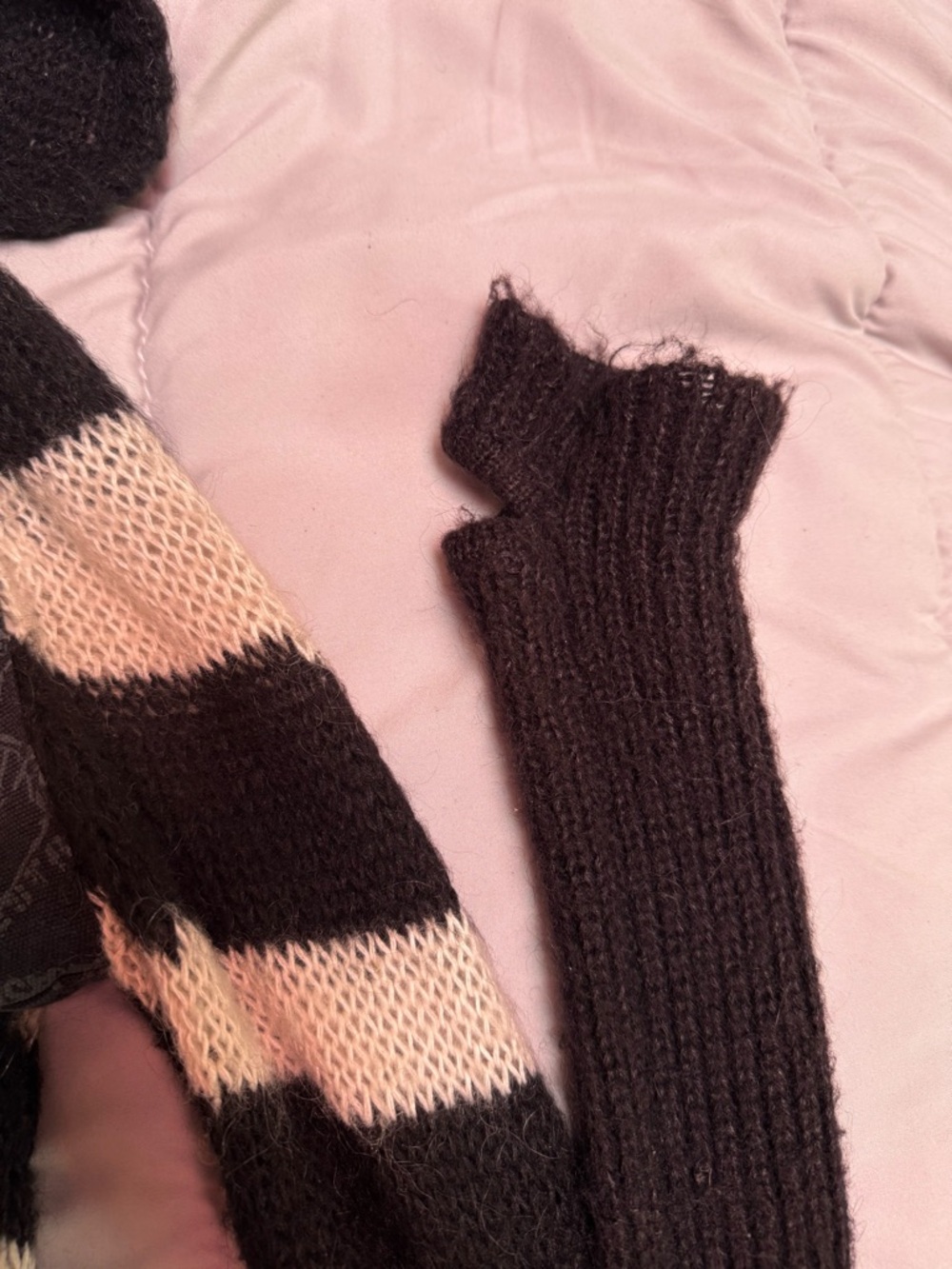 Lip Service Black & White Striped Knit Zip Hoodie - Picture 3 of 5